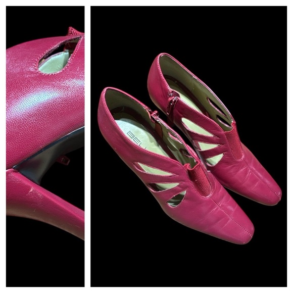 Vintage Womens Red Leather Bellini Gladiator Cut Out Christmas Mrs Claus Shoes 7 - Picture 4 of 10